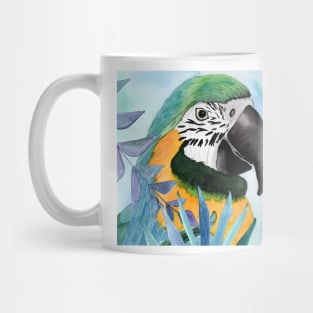 Parrot with tropical leaves2 Mug